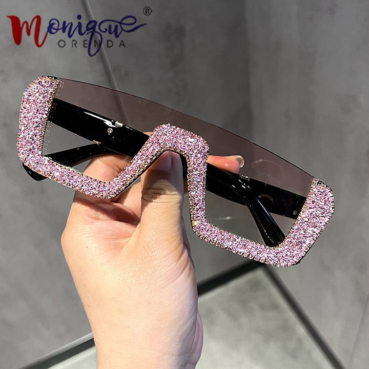 Monique Orenda Women's Semi Rim Square Acetate Frame UV400 Sunglasses 8248 Sunglasses Monique Orenda Pink Stone China Other