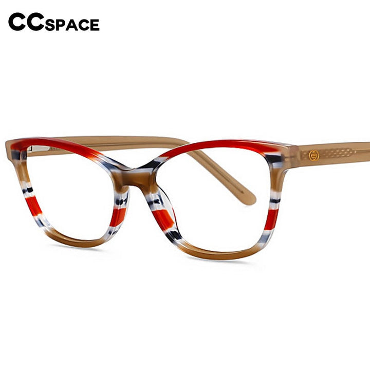 CCspace Unisex Full Rim Square Cat Eye Acetate Eyeglasses 55570 Full Rim CCspace