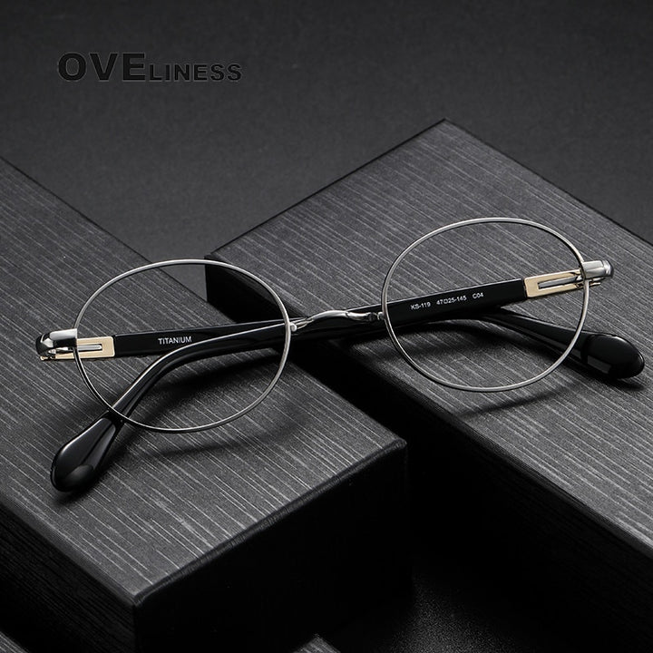 Oveliness Unisex Full Rim Oval Acetate Titanium Eyeglasses Ks119 Full Rim Oveliness
