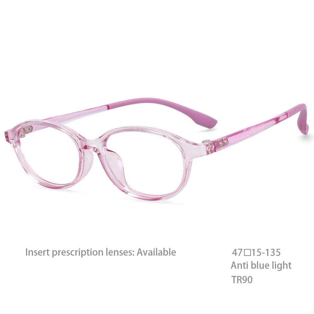 CCspace Unisex Youth Size Full Rim Oval Tr 90 Titanium Frame Eyeglasses 54466 Full Rim CCspace China Pink