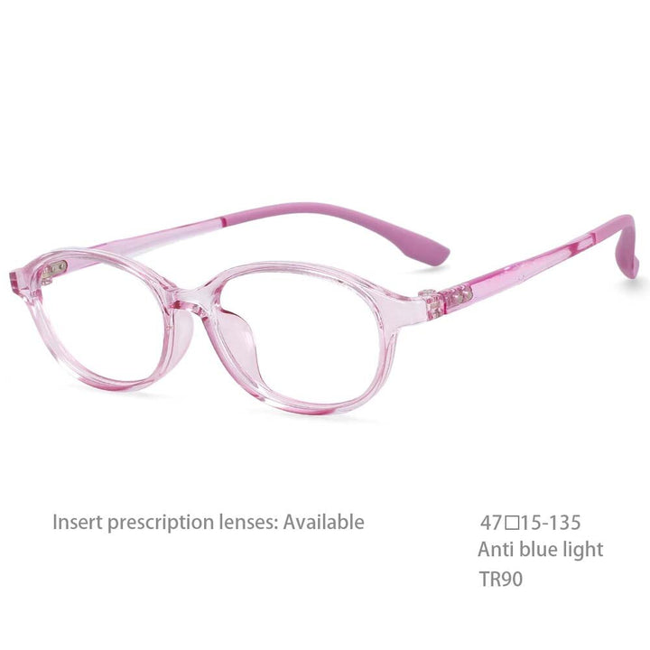 CCspace Unisex Youth Size Full Rim Oval Tr 90 Titanium Frame Eyeglasses 54466 Full Rim CCspace China Pink