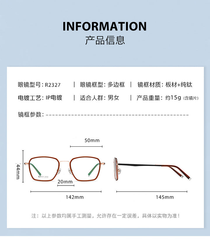 Bclear Unisex Full Rim Irregular Square Titanium Acetate Eyeglasses Nwd2327 Full Rim Bclear