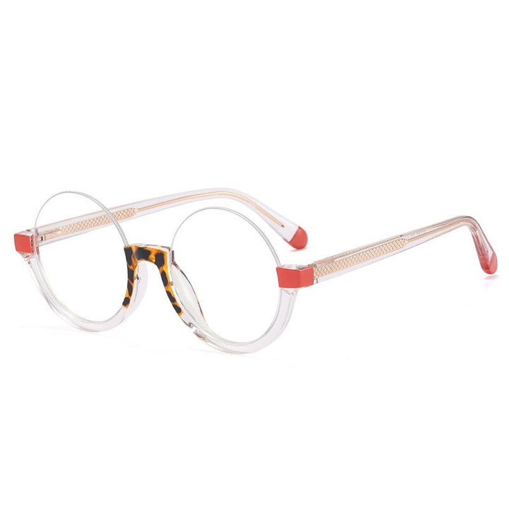 CCspace Unisex Semi Rim Round Tr 90 Titanium Eyeglasses 55611 Semi Rim CCspace China OrangeLeopard