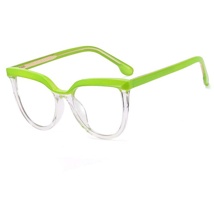 CCspace Unisex Full Rim Square Cat Eye Tr 90 Titanium Eyeglasses 54724 Full Rim CCspace China Green white