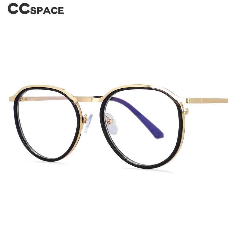 CCspace Unisex Full Rim Round Tr 90 Alloy Frame Eyeglasses 54241 Full Rim CCspace