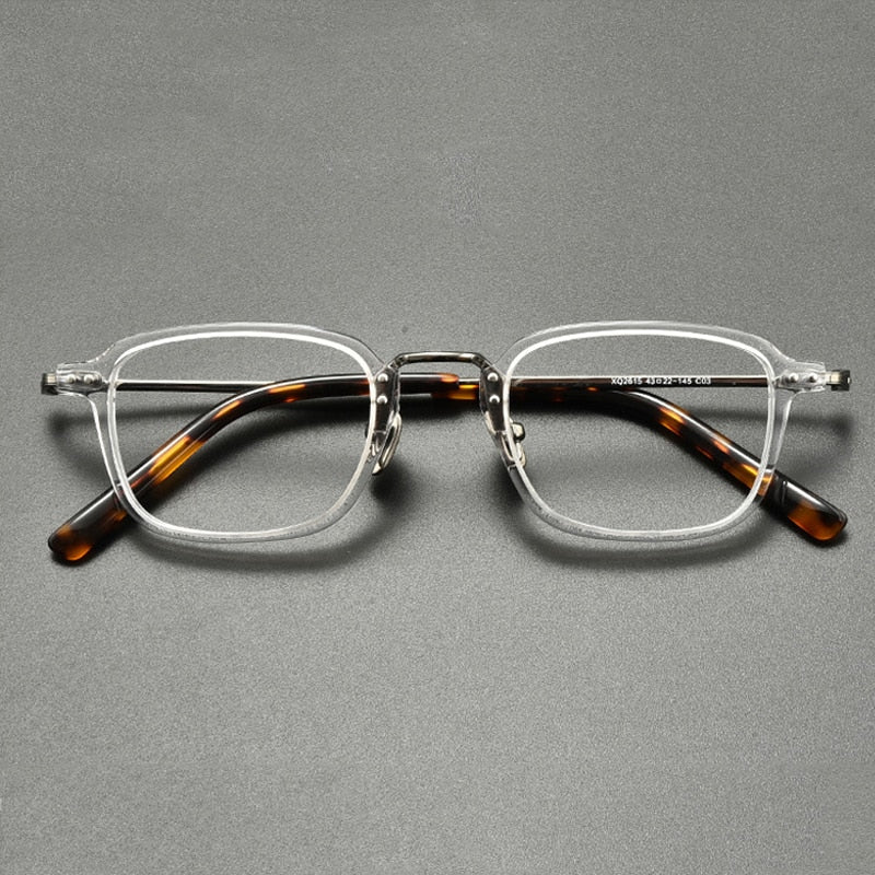 Gatenac Unisex Full Rim Square Titanium Acetate Eyeglasses Gxyj859 Full Rim Gatenac Transparent