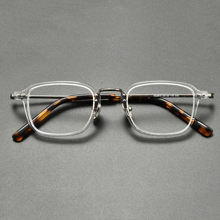 Gatenac Unisex Full Rim Square Titanium Acetate Eyeglasses Gxyj859 Full Rim Gatenac Transparent