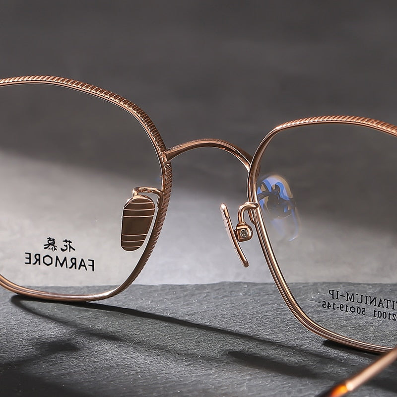 Reven Jate Unisex Full Rim Polygon Square Titanium Eyeglasses Fm21001 Full Rim Reven Jate