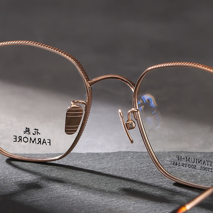 Reven Jate Unisex Full Rim Polygon Square Titanium Eyeglasses Fm21001 Full Rim Reven Jate