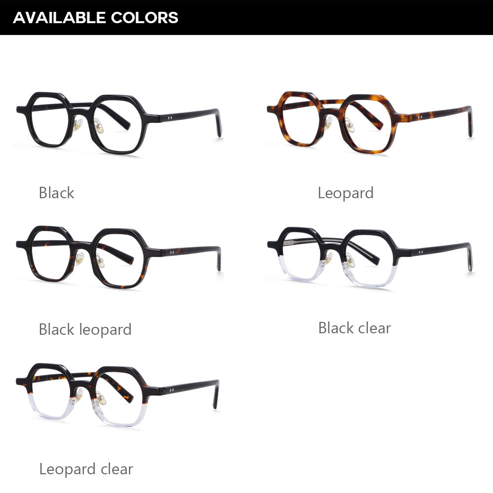 CCspace Unisex Full Rim Polygonal Acetate Frame Eyeglasses 54229 Full Rim CCspace