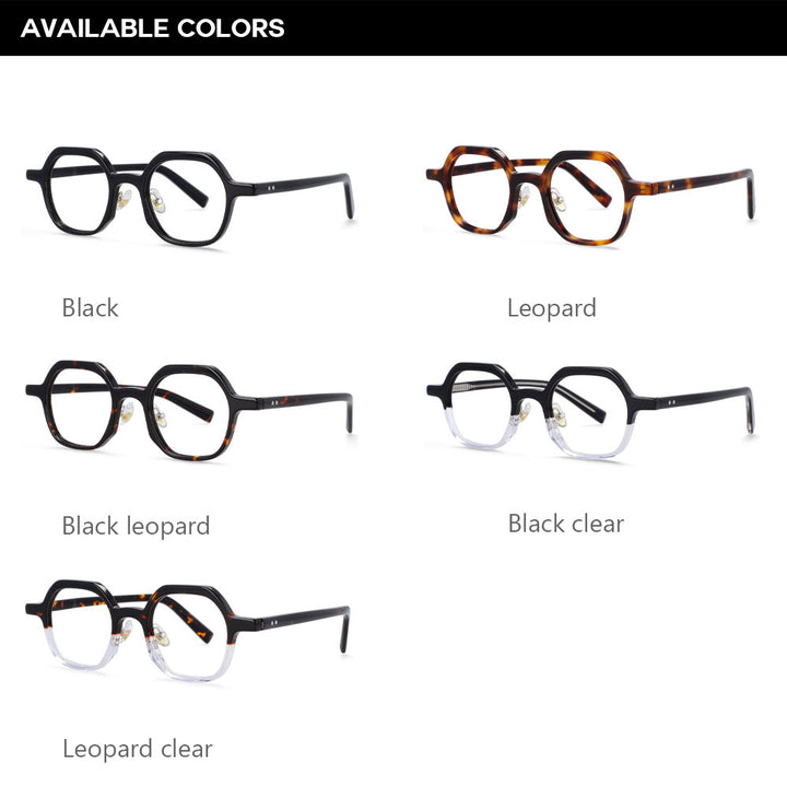 CCspace Unisex Full Rim Polygonal Acetate Frame Eyeglasses 54229 Full Rim CCspace