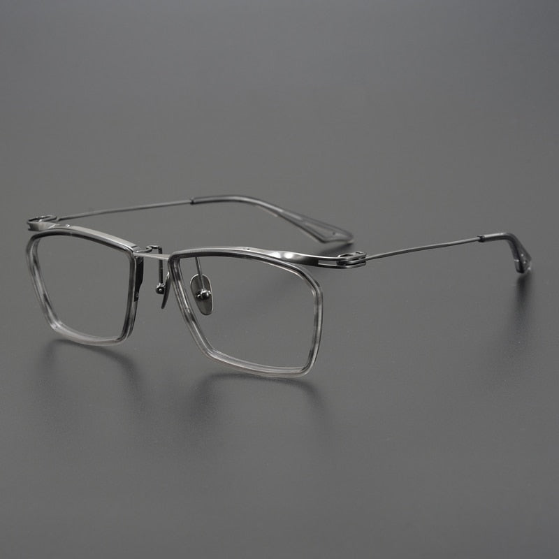 Gatenac Unisex Full Rim Square Acetate Alloy Eyeglasses Gxyj902 Full Rim Gatenac Gun