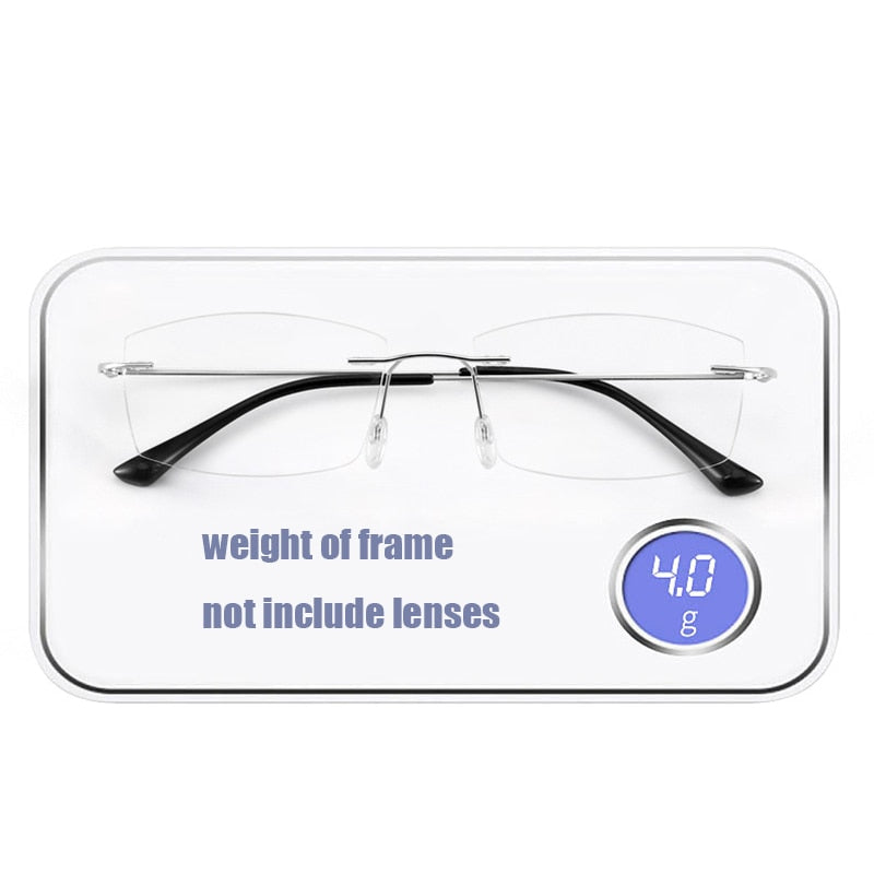 Zirosat Unisex Rimless Square Titanium Anti Blue Light Reading Glasses 8161 Reading Glasses Zirosat