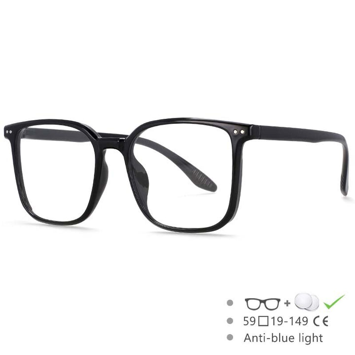 CCspace Unisex Full Rim Large Square Tr 90 Titanium Eyeglasses 53304 Full Rim CCspace Black China