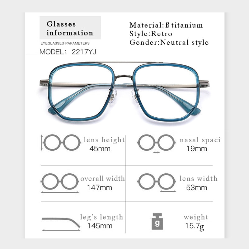 Hotochki Men's Full Rim Square Tr 90 Titanium Frame Eyeglasses 2217yj Full Rim Hotochki   