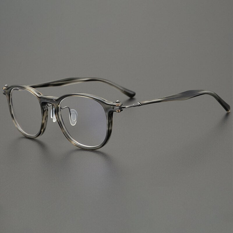 CCspace Unisex Full Rim Round Acetate Titanium Eyeglasses 53259 Full Rim CCspace Stripe-Square China