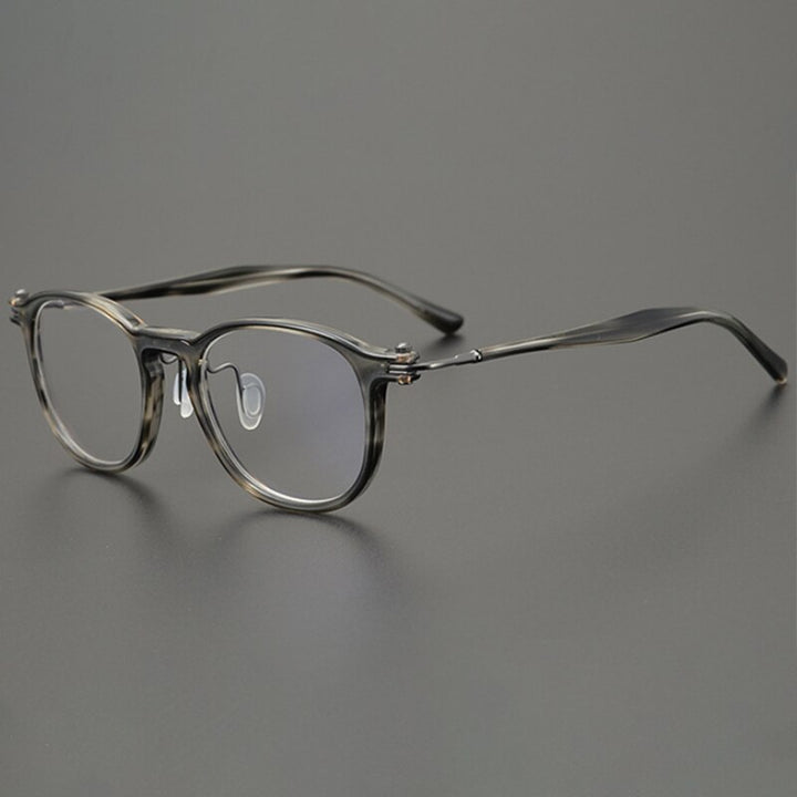CCspace Unisex Full Rim Round Acetate Titanium Eyeglasses 53259 Full Rim CCspace Stripe-Square China