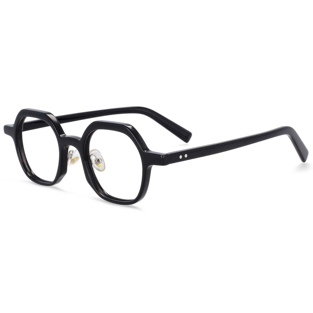 CCspace Unisex Full Rim Polygonal Acetate Frame Eyeglasses 54229 Full Rim CCspace Black