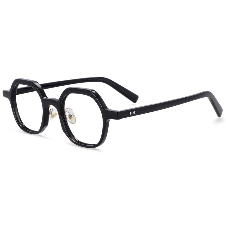 CCspace Unisex Full Rim Polygonal Acetate Frame Eyeglasses 54229 Full Rim CCspace Black