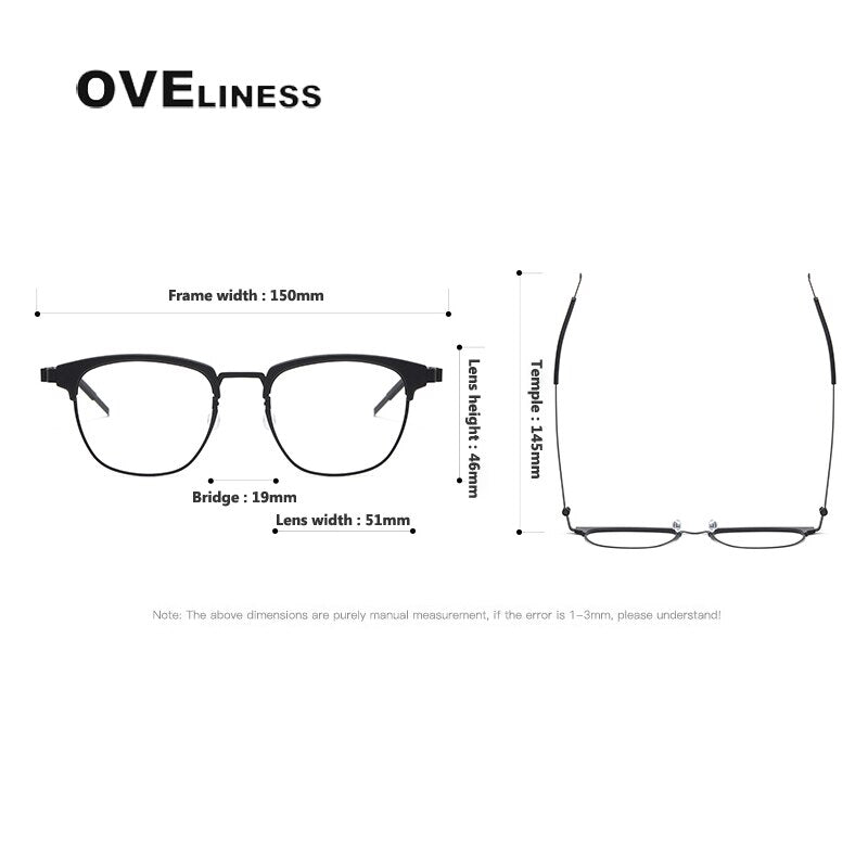 Oveliness Unisex Full Rim Square Acetate Titanium Eyeglasses 9849 Full Rim Oveliness