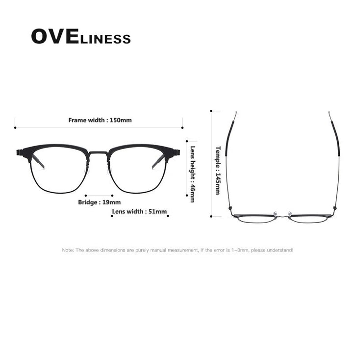 Oveliness Unisex Full Rim Square Acetate Titanium Eyeglasses 9849 Full Rim Oveliness