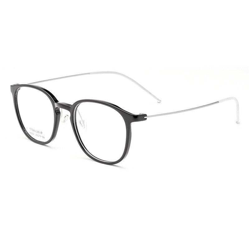 Hotony Unisex Full Rim Round Square Tr 90 Acetate Aluminum Eyeglasses 822m Full Rim Hotony black