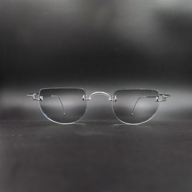 Yujo Unisex Semi Rim Round Stainless Steel Eyeglasses Y085 Semi Rim Yujo