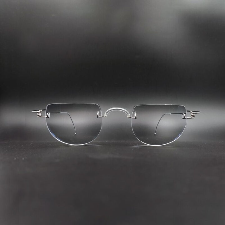 Yujo Unisex Semi Rim Round Stainless Steel Eyeglasses Y085 Semi Rim Yujo