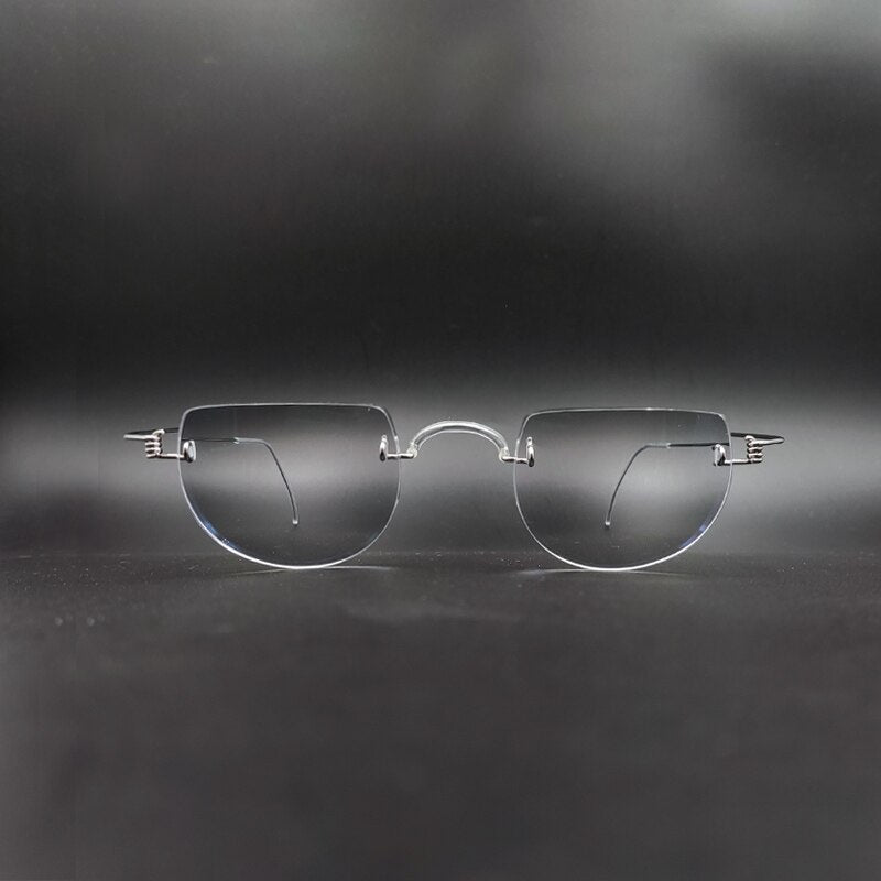 Yujo Unisex Semi Rim Half Circle Handcrafted Stainless Steel Eyeglasses Customized Lens Options Semi Rim Yujo   