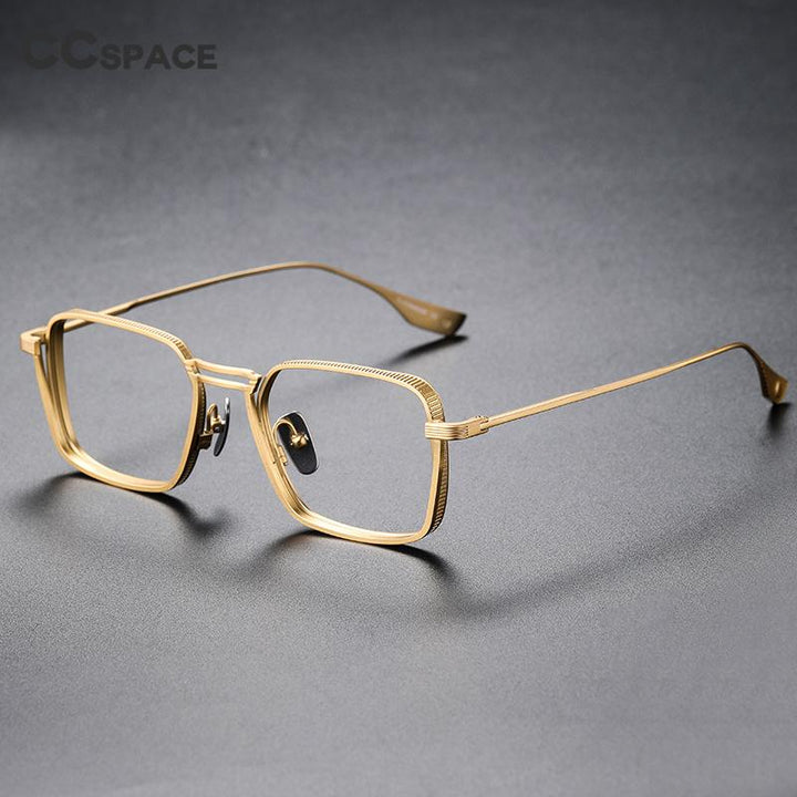 CCspace Unisex Full Rim Square Double Bridge Titanium Eyeglasses 53229 Full Rim CCspace