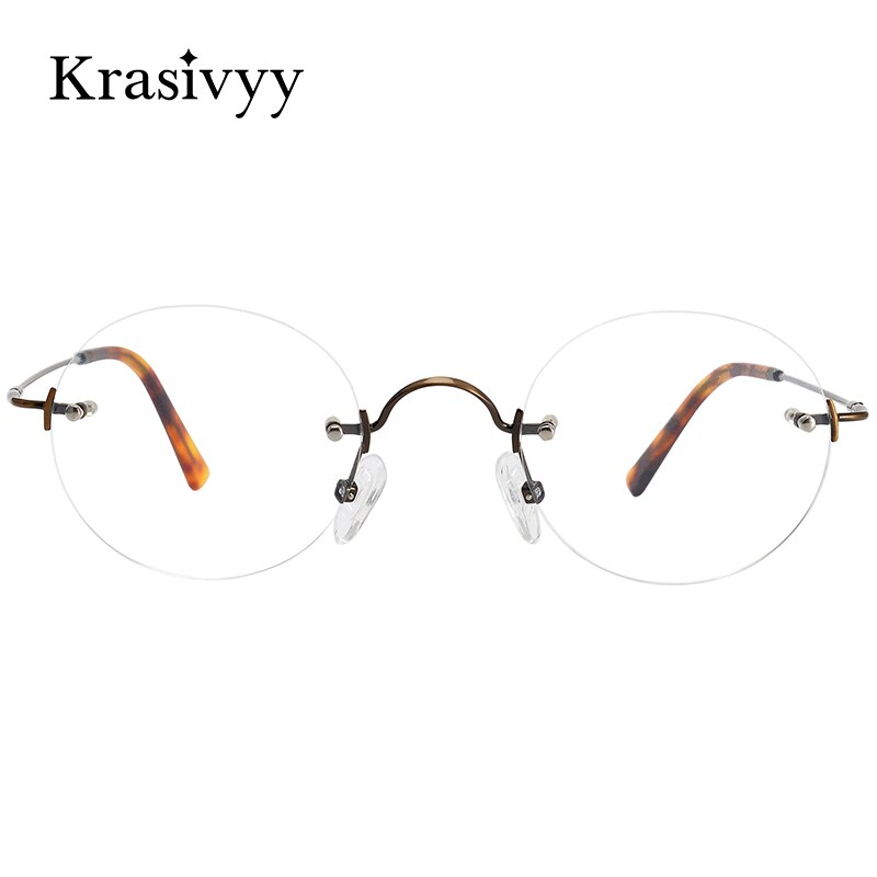Krasivyy Unisex Rimless Round Titanium Eyeglasses Kr16035a Rimless Krasivyy