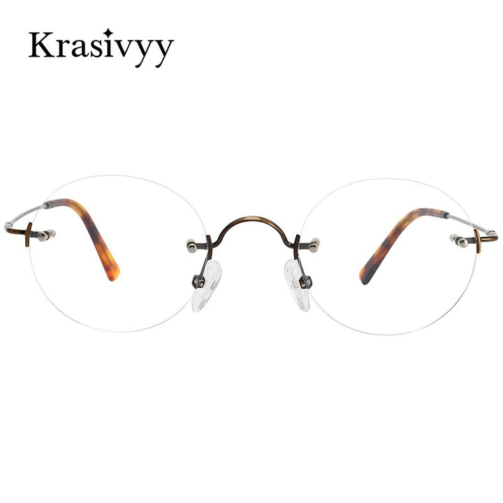 Krasivyy Unisex Rimless Round Titanium Eyeglasses Kr16035a Rimless Krasivyy