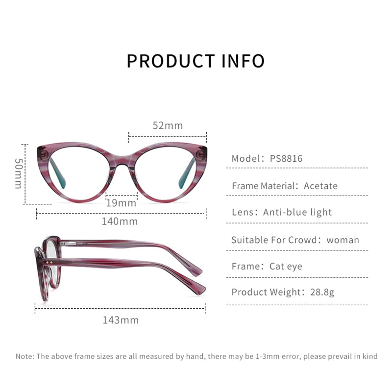Reven Jate Women's Full Rim Cat Eye Acetate Eyeglasses Rw8816 Full Rim Reven Jate