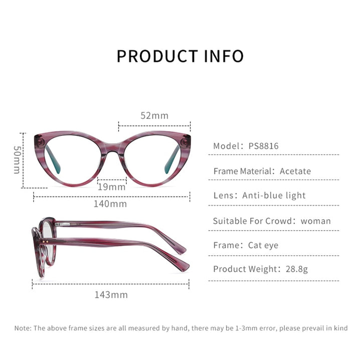 Reven Jate Women's Full Rim Cat Eye Acetate Eyeglasses Rw8816 Full Rim Reven Jate