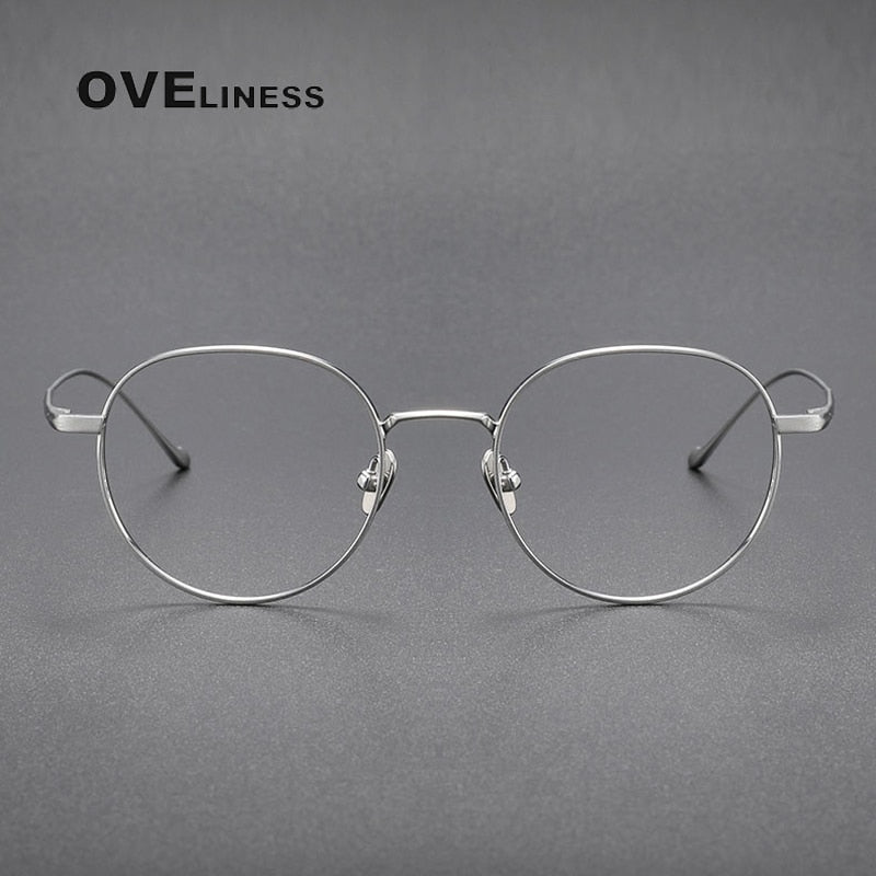 Oveliness Unisex Full Rim Round Titanium Eyeglasses Chordc Full Rim Oveliness