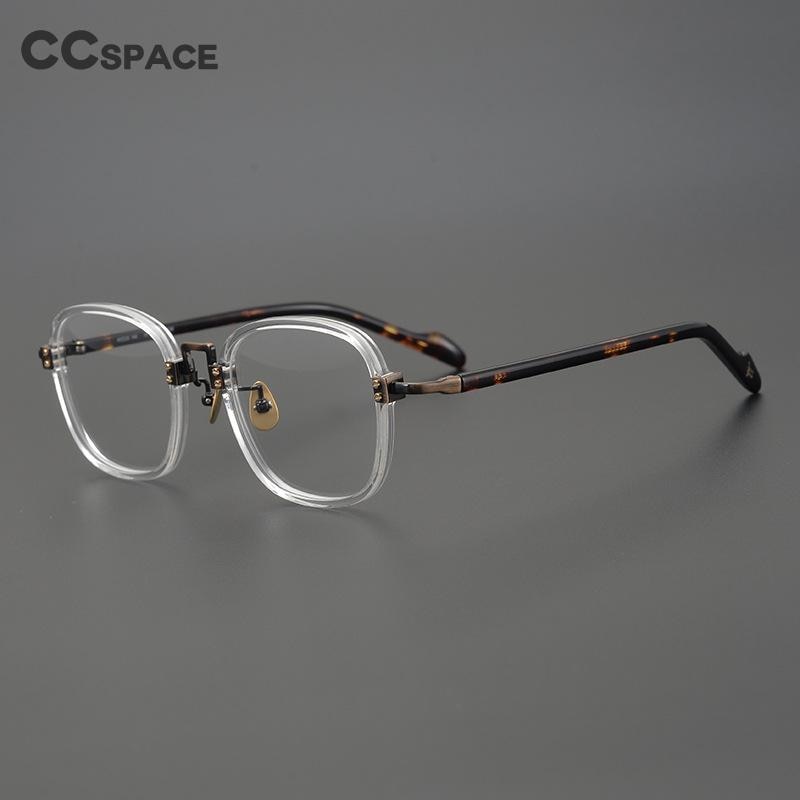 CCspace Unisex Full Rim Round/Square Acetate Titanium Eyeglasses 53312 Full Rim CCspace