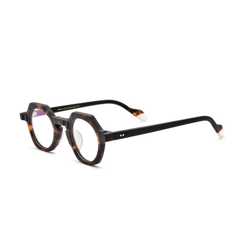 CCspace Unisex Full Rim Irregular Round Acetate Eyeglasses 55099 Full Rim CCspace C6MatteLeopard China
