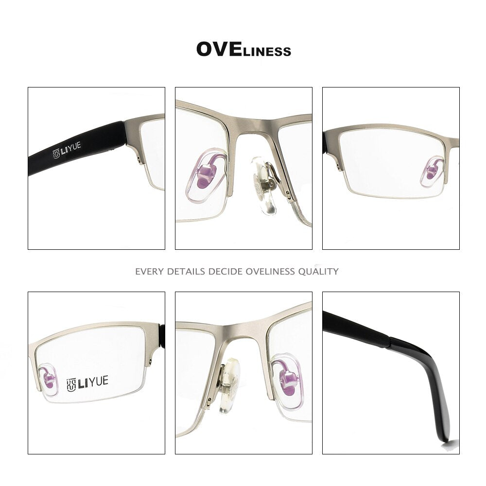 Oveliness Men's Semi Rim Square Alloy Eyeglasses 9019 Semi Rim Oveliness