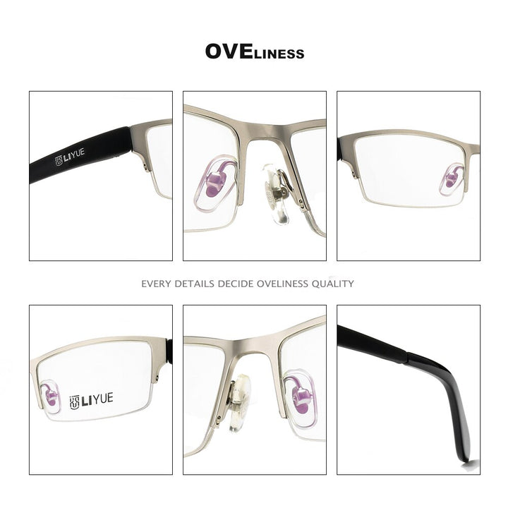 Oveliness Men's Semi Rim Square Alloy Eyeglasses 9019 Semi Rim Oveliness