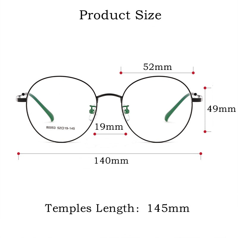 Yimaruili Unisex Full Rim Large Round Titanium Alloy Eyeglasses 80053 Full Rim Yimaruili Eyeglasses