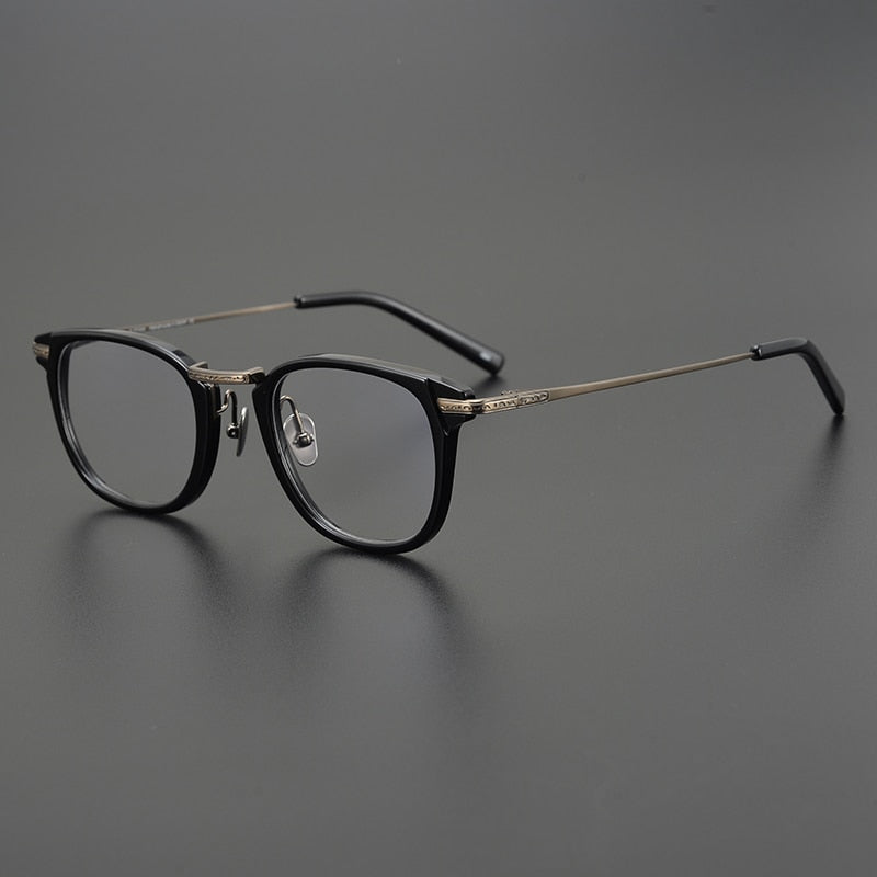 Gatenac Unisex Full Rim Square Titanium Acetate Eyeglasses Gxyj926 Full Rim Gatenac