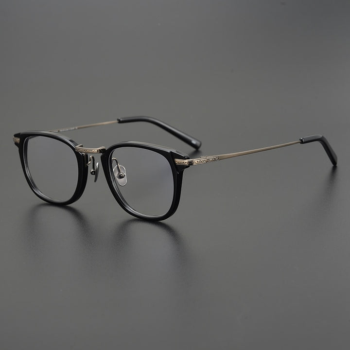 Gatenac Unisex Full Rim Square Titanium Acetate Eyeglasses Gxyj926 Full Rim Gatenac
