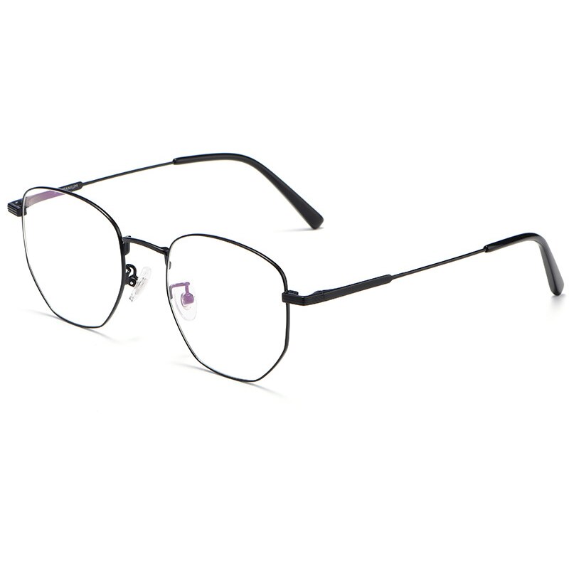 Yimaruili Unisex Full Rim Polygon Titanium Eyeglasses 9005 Full Rim Yimaruili Eyeglasses Black