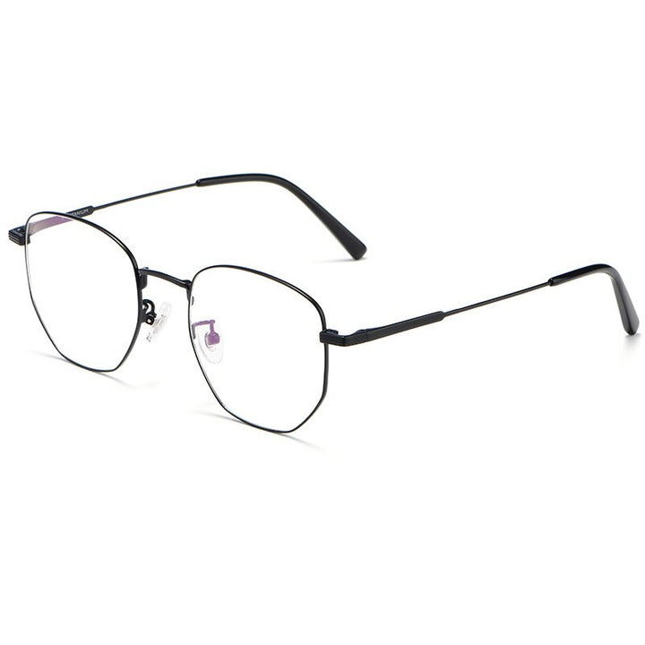 Yimaruili Unisex Full Rim Polygon Titanium Eyeglasses 9005 Full Rim Yimaruili Eyeglasses Black