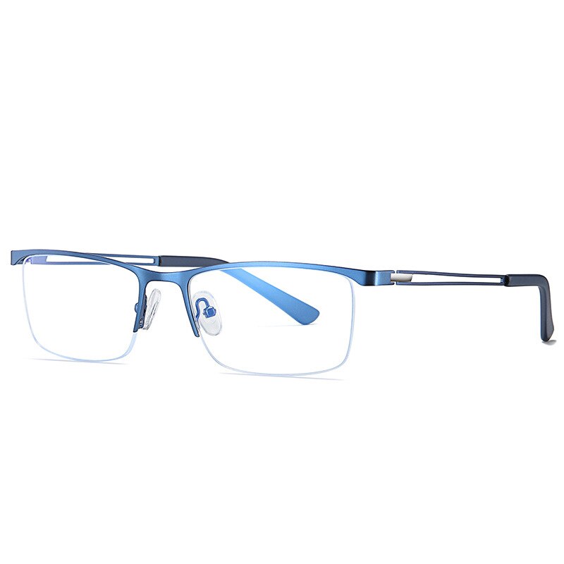 CCspace Men's Semi Rim Rectangle Alloy Frame Eyeglasses 54534 Semi Rim CCspace China Blue