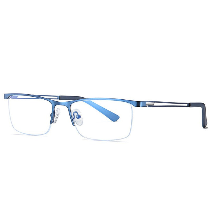 CCspace Men's Semi Rim Rectangle Alloy Frame Eyeglasses 54534 Semi Rim CCspace China Blue