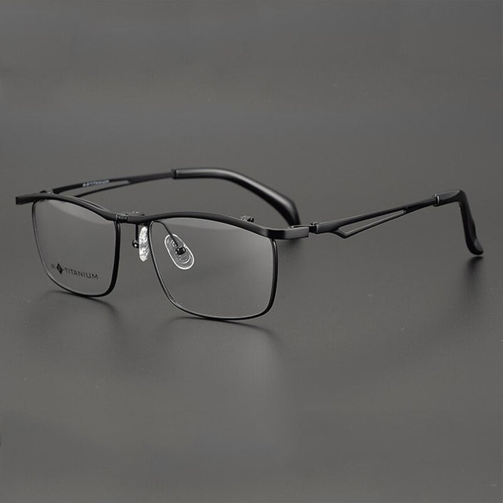 Gatenac Unisex Full Rim Square Titanium Flip Up Frame Eyeglasses Gxyj752 Full Rim Gatenac Black