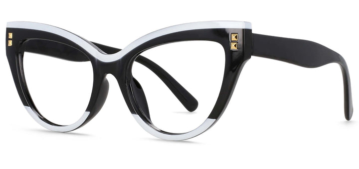 CCspace Women's Full Rim Big Cat Eye Acetate Eyeglasses S55337 Full Rim CCspace China BlackC1