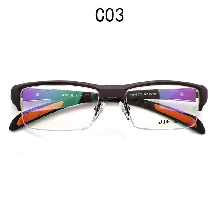 Cubojue Unisex Semi Rim Square Tr 90 Titanium Myopic Photochromic Reading Glasses P9808 Reading Glasses Cubojue no function lens 0 black orange pad