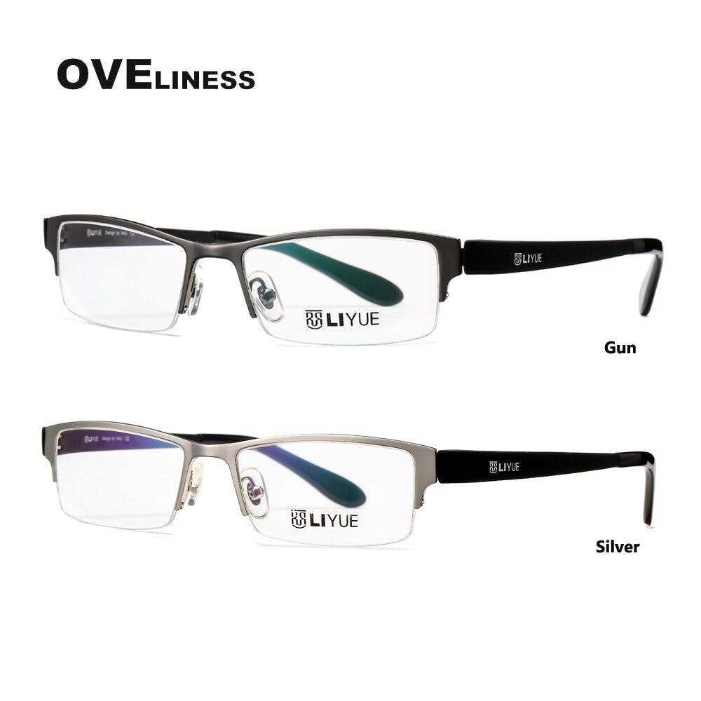 Oveliness Men's Semi Rim Square Alloy Eyeglasses 9019 Semi Rim Oveliness